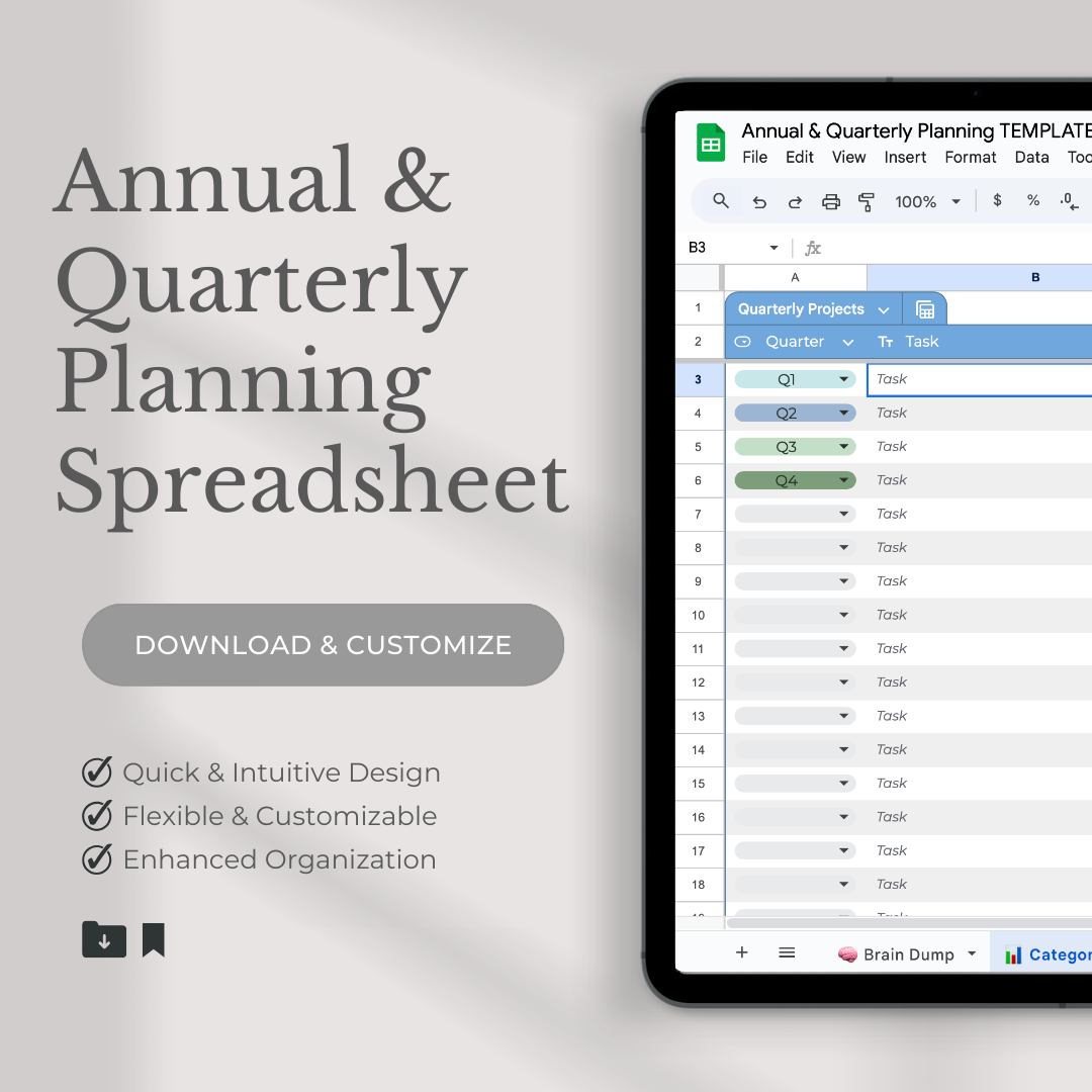 Annual & Quarterly Planning Spreadsheet