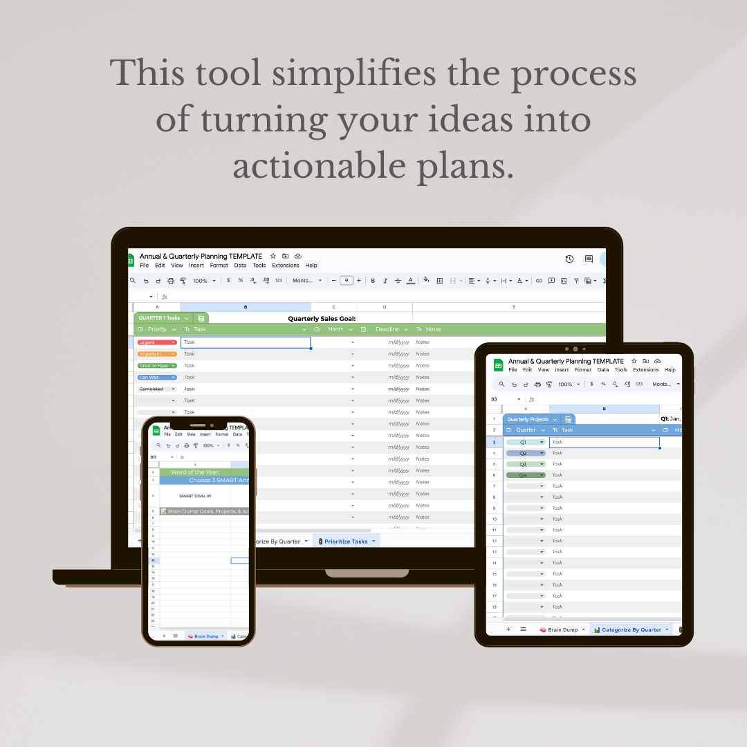 Annual & Quarterly Planning Spreadsheet