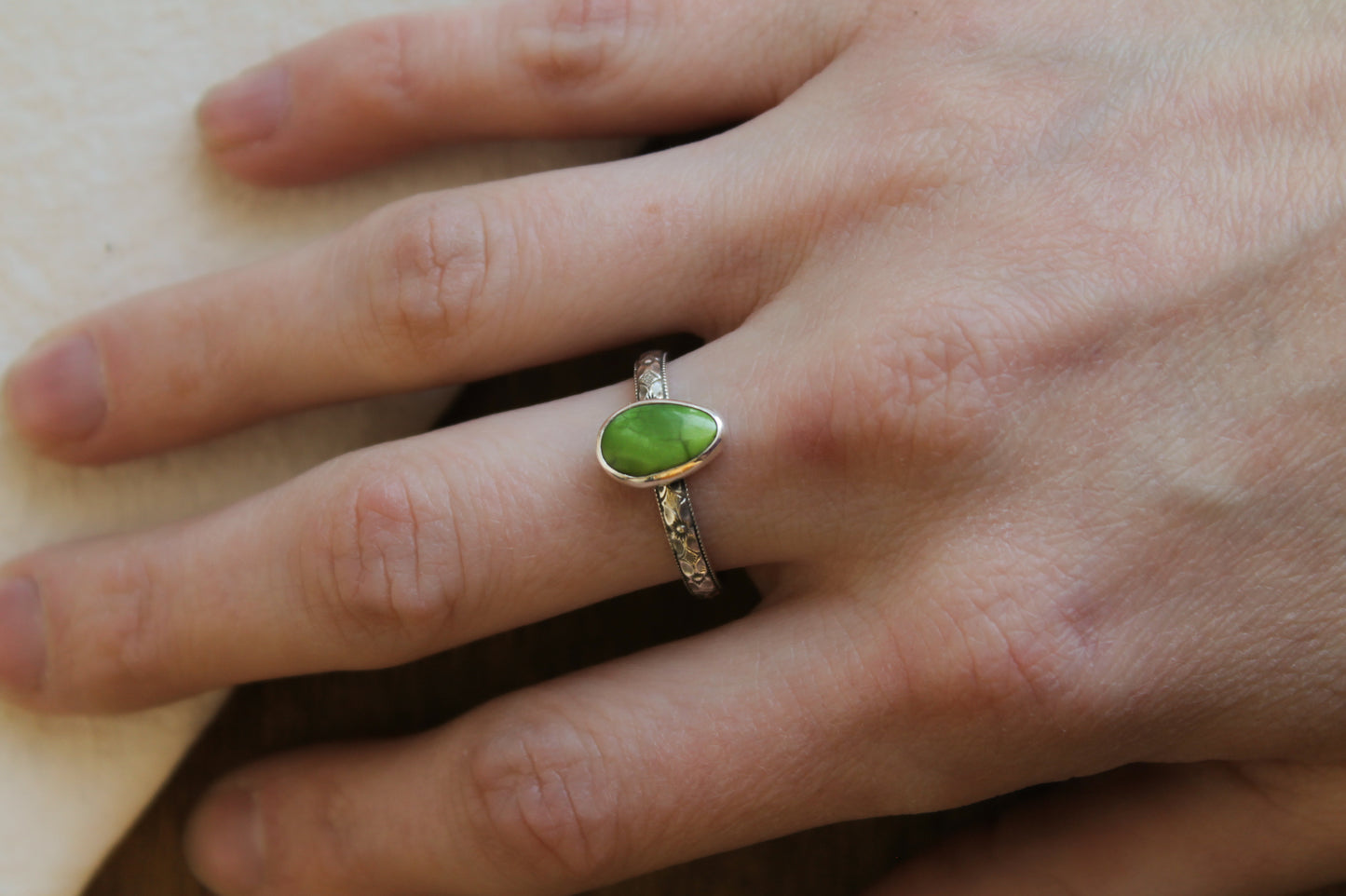 Floral Turquoise Stacker Ring | Size 10