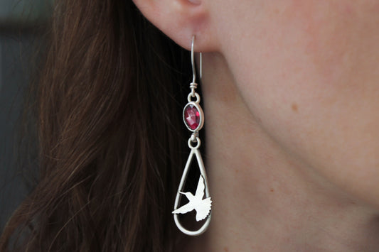 Hummingbird Garnet Earrings