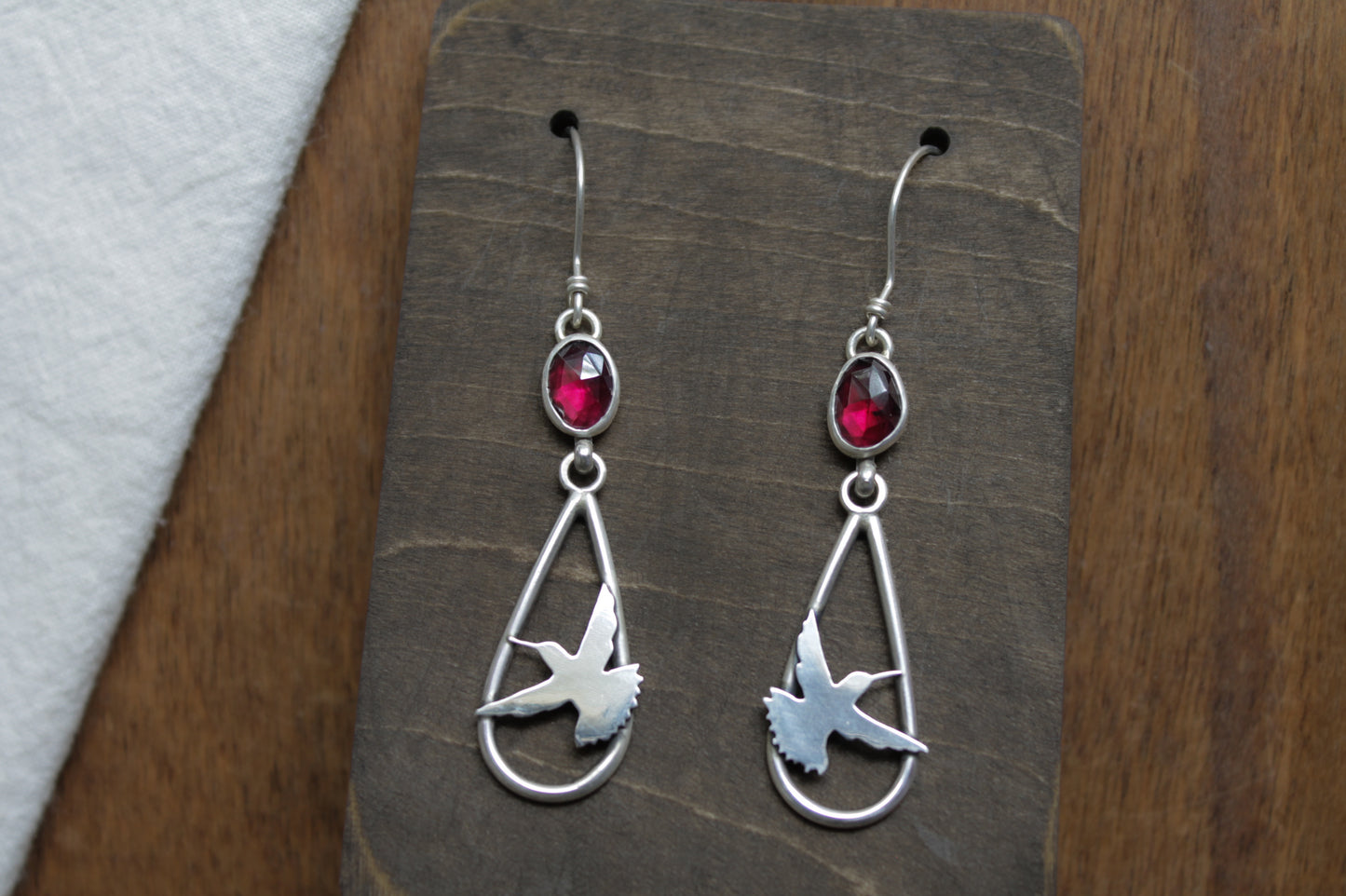 Hummingbird Garnet Earrings