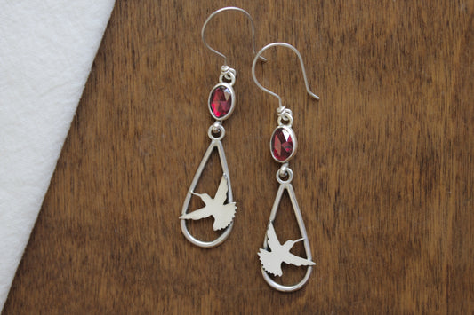 Hummingbird Garnet Earrings