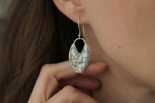 Pressed Flower Earrings | Shield Hoop