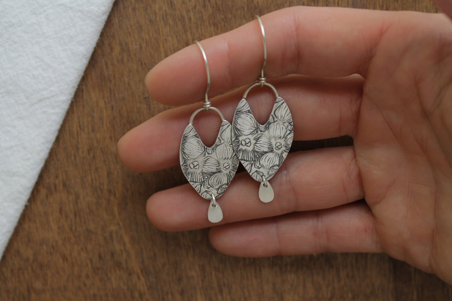 Pressed Flower Earrings | Shield Hoop & Charms