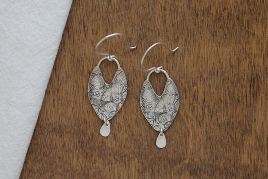 Pressed Flower Earrings | Shield Hoop & Charms