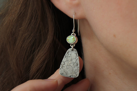 Pressed Flower Shield Earrings | Sonoran Gold Turquoise