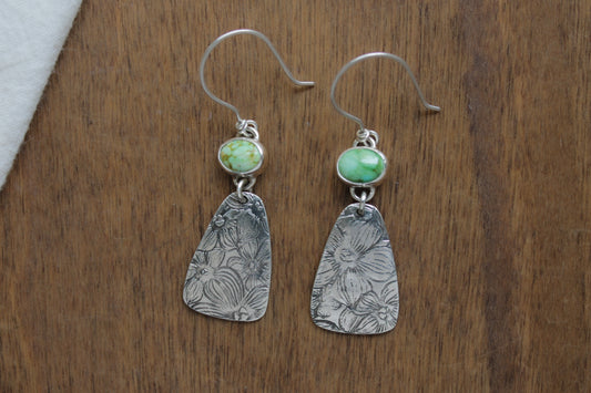 Pressed Flower Shield Earrings | Sonoran Gold Turquoise