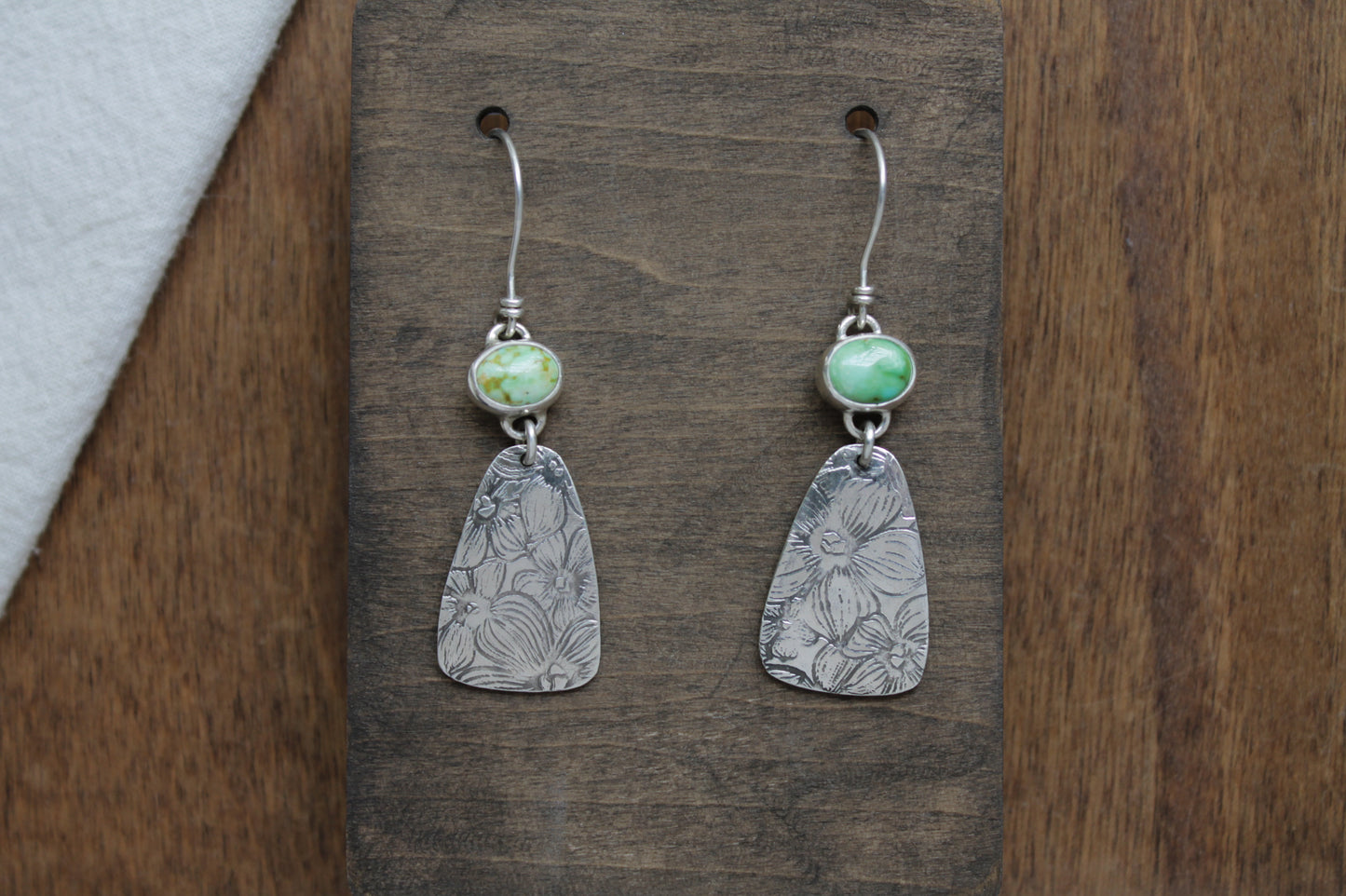 Pressed Flower Shield Earrings | Sonoran Gold Turquoise