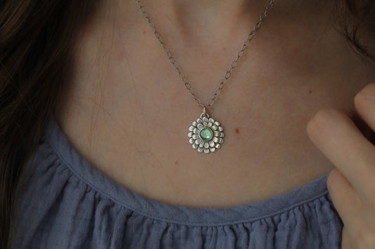 Mini Zinnia Necklace | Green Tourmaline