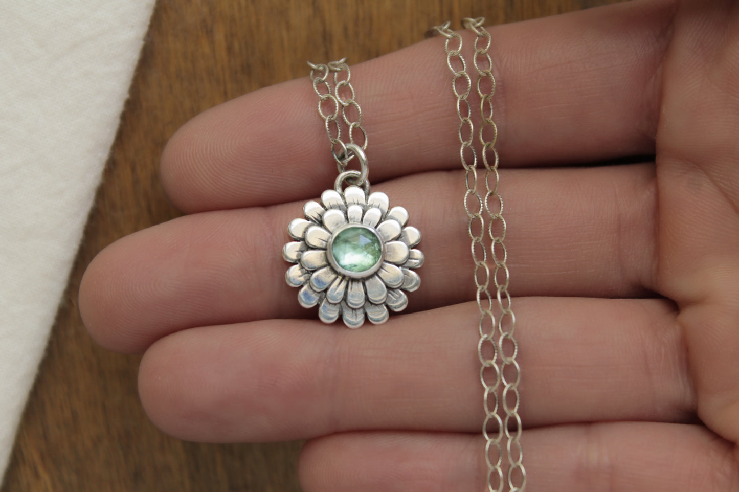 Mini Zinnia Necklace | Green Tourmaline