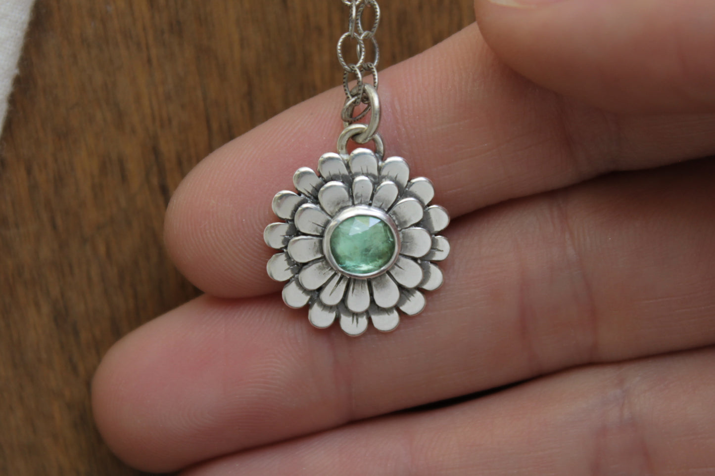 Mini Zinnia Necklace | Green Tourmaline