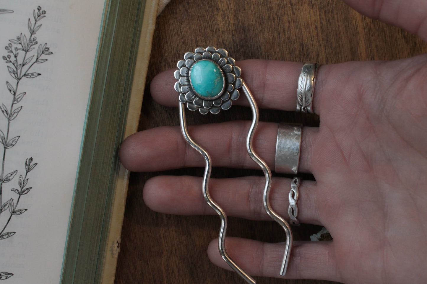 Zinnia Turquoise Hair Pin