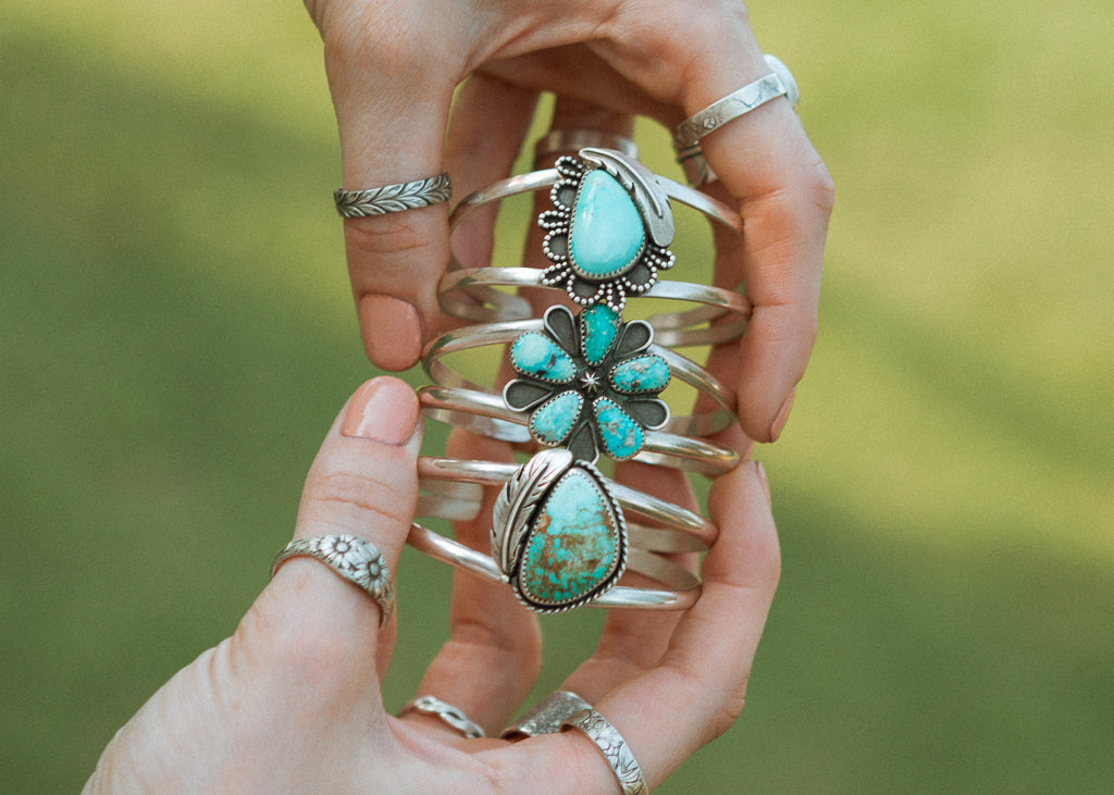 Handmade Turquoise Gemstone Boho Cuff Bracelets Sustainable Artisan Jewelry.jpg