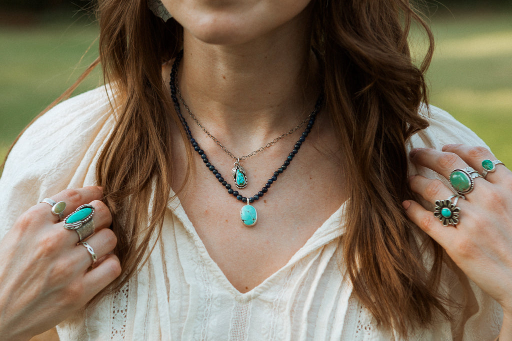 Handmade Turquoise Gemstone Boho Necklace Sustainable Artisan Jewelry