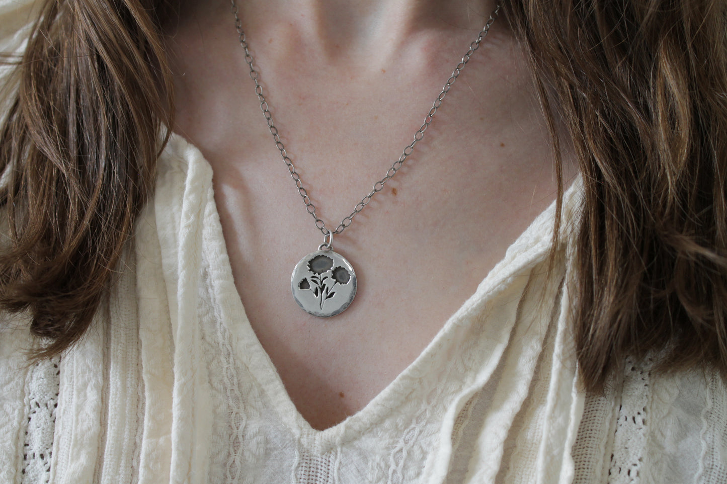 Aster Flower Charm Necklace