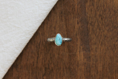 Floral Turquoise Stacker Ring | Size 7