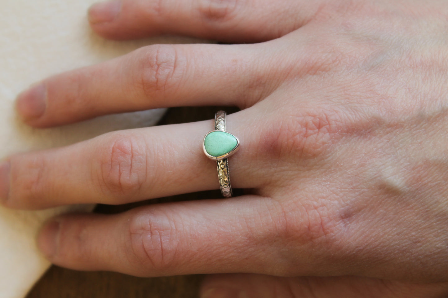 Floral Turquoise Stacker Ring | Size 9