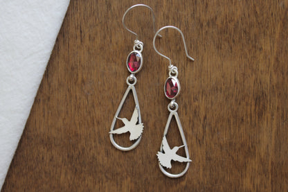 Hummingbird Garnet Earrings