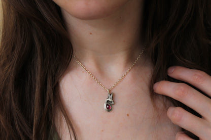 Garnet Hummingbird Necklace