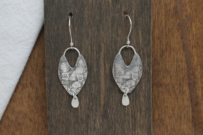 Pressed Flower Earrings | Shield Hoop & Charms