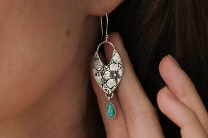 Pressed Flower Turquoise Earrings #2