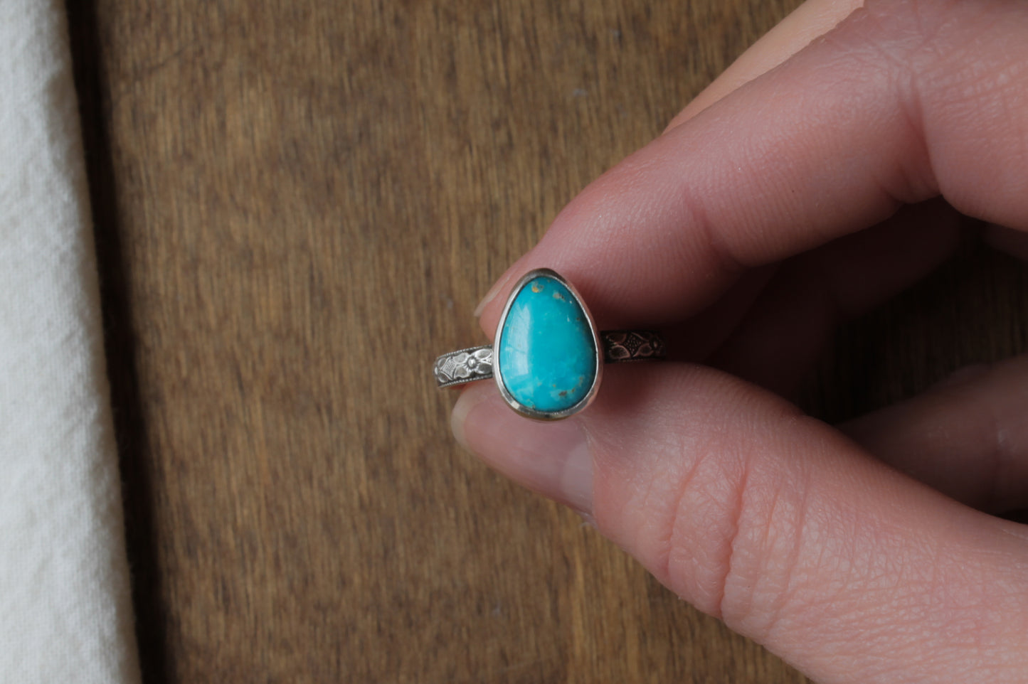 Turquoise Floral Ring | Size 7.5