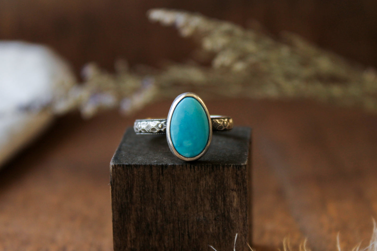 Turquoise Floral Ring | Size 6