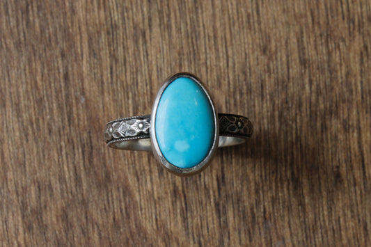 Turquoise Floral Ring | Size 6