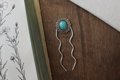 Zinnia Turquoise Hair Pin