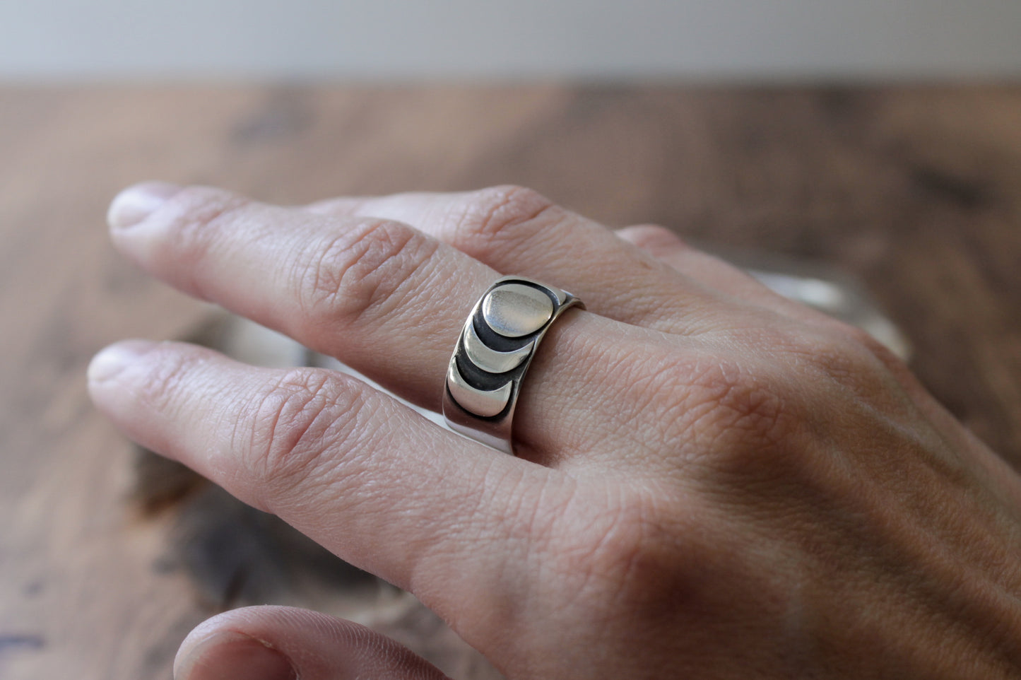 Moon Phase Sterling Silver Ring