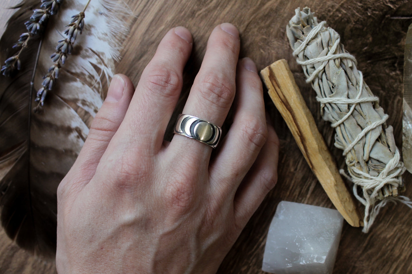 Moon Phase Sterling Silver Ring