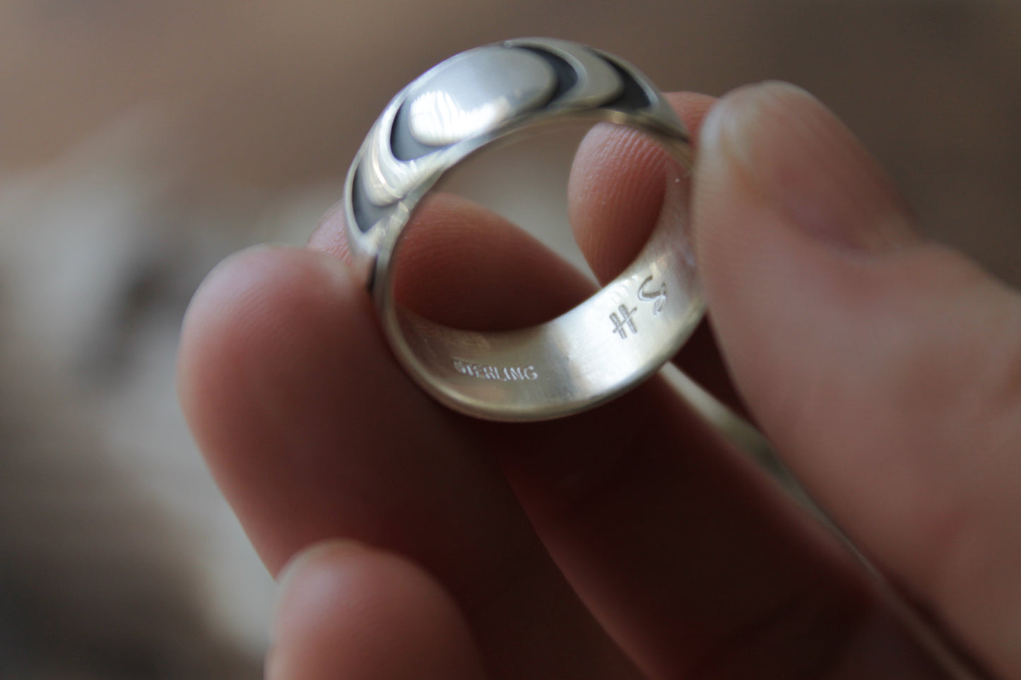Moon Phase Sterling Silver Ring