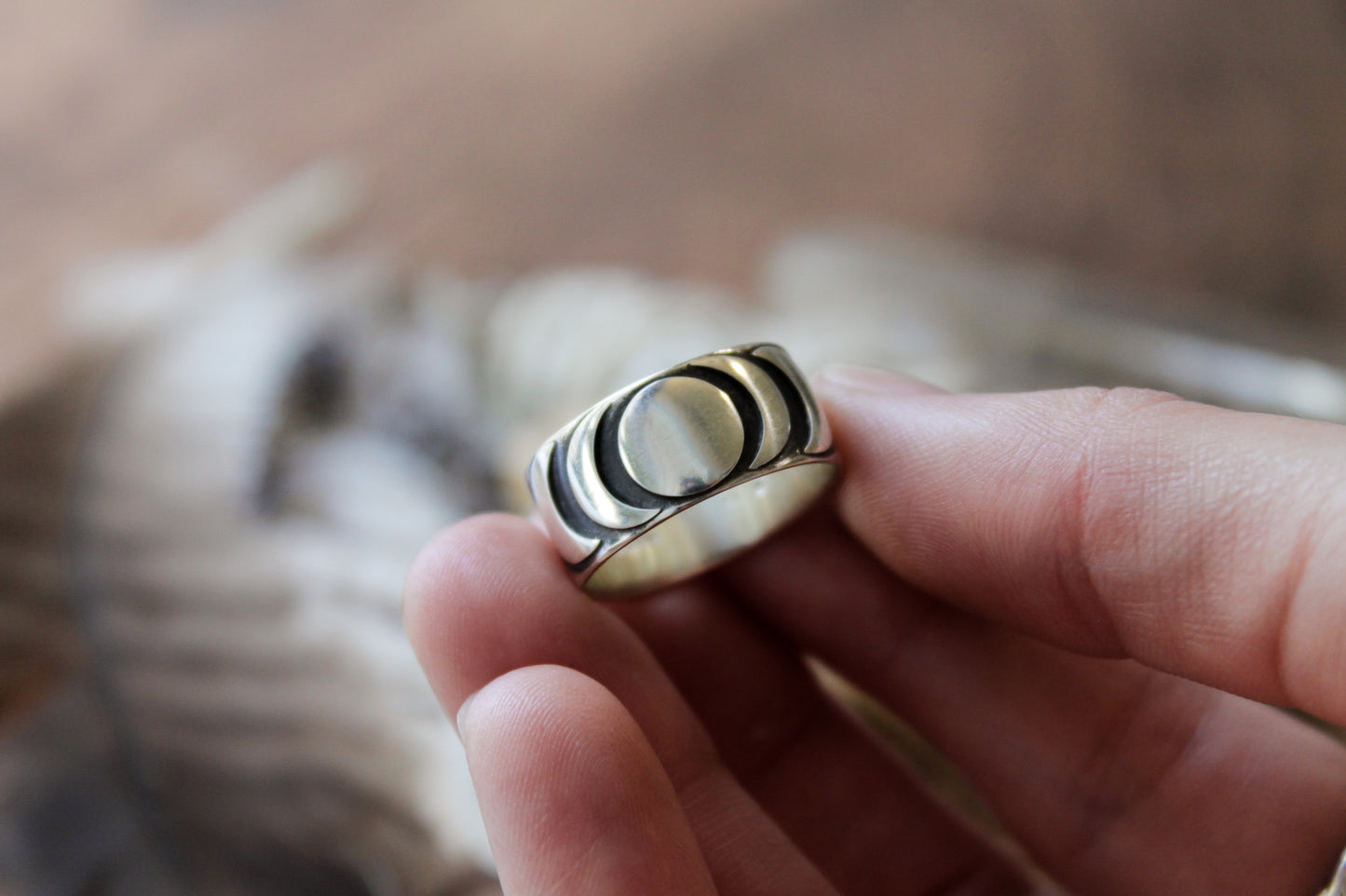 Moon Phase Sterling Silver Ring