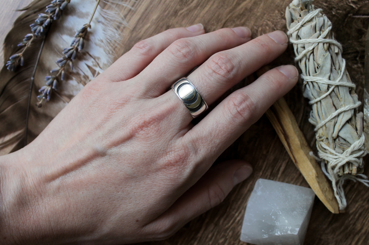 Moon Phase Sterling Silver Ring