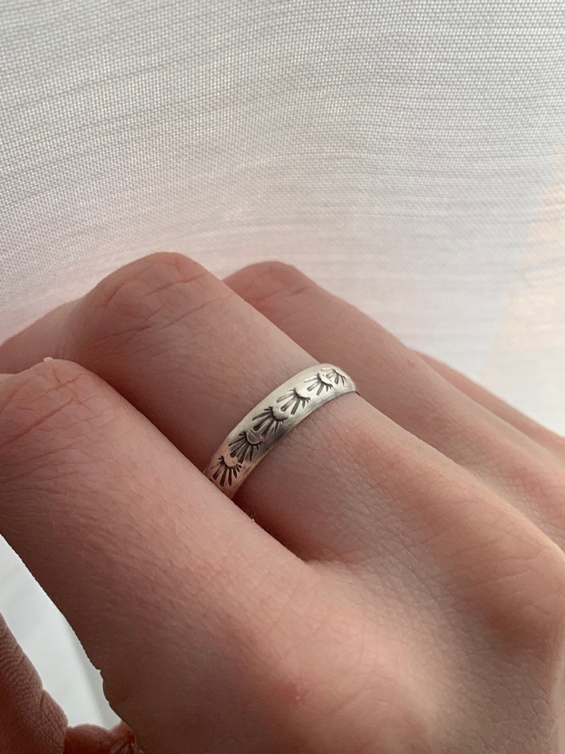 Southwest Sterling Silver Hand Stamped Ring